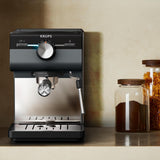 Machine à expresso KRUPS Authentic+, 15 bars, commande intuitive, design sophistiqué, buse vapeur, accessoires étendus inclus, Bullet Dark silver/Acier inoxydable, XP384G10
