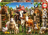 Educa - Puzzle de 500 pièces pour adultes | Animaux de ferme coquins. Dimensions : 48 X 34 cm. Comprend de la colle pour puzzle Fixpuzzle. Depuis 11 ans (19905) Puzzle Naty Shop Titre par défaut
