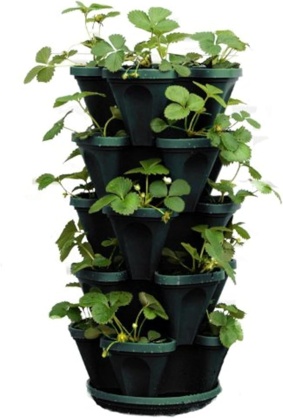 Jardinière verticale empilable à 5 niveaux pour fraises, herbes, fleurs et légumes pour jardin intérieur et extérieur.