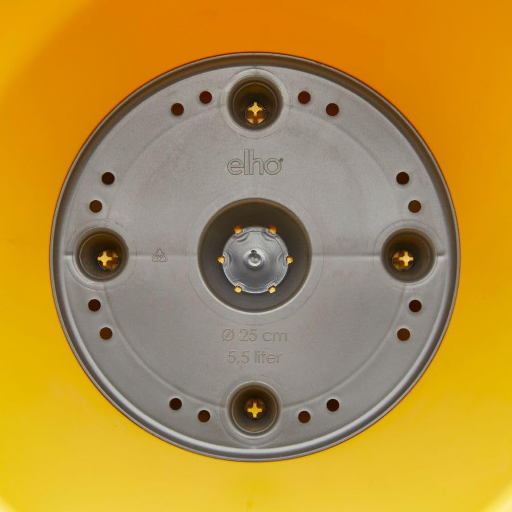 elho Loft Urban Round 40 - Pots de fleurs d'extérieur - 100% plastique recyclé - Ø 38,5 x H 35,3 cm - Jaune/Ocre