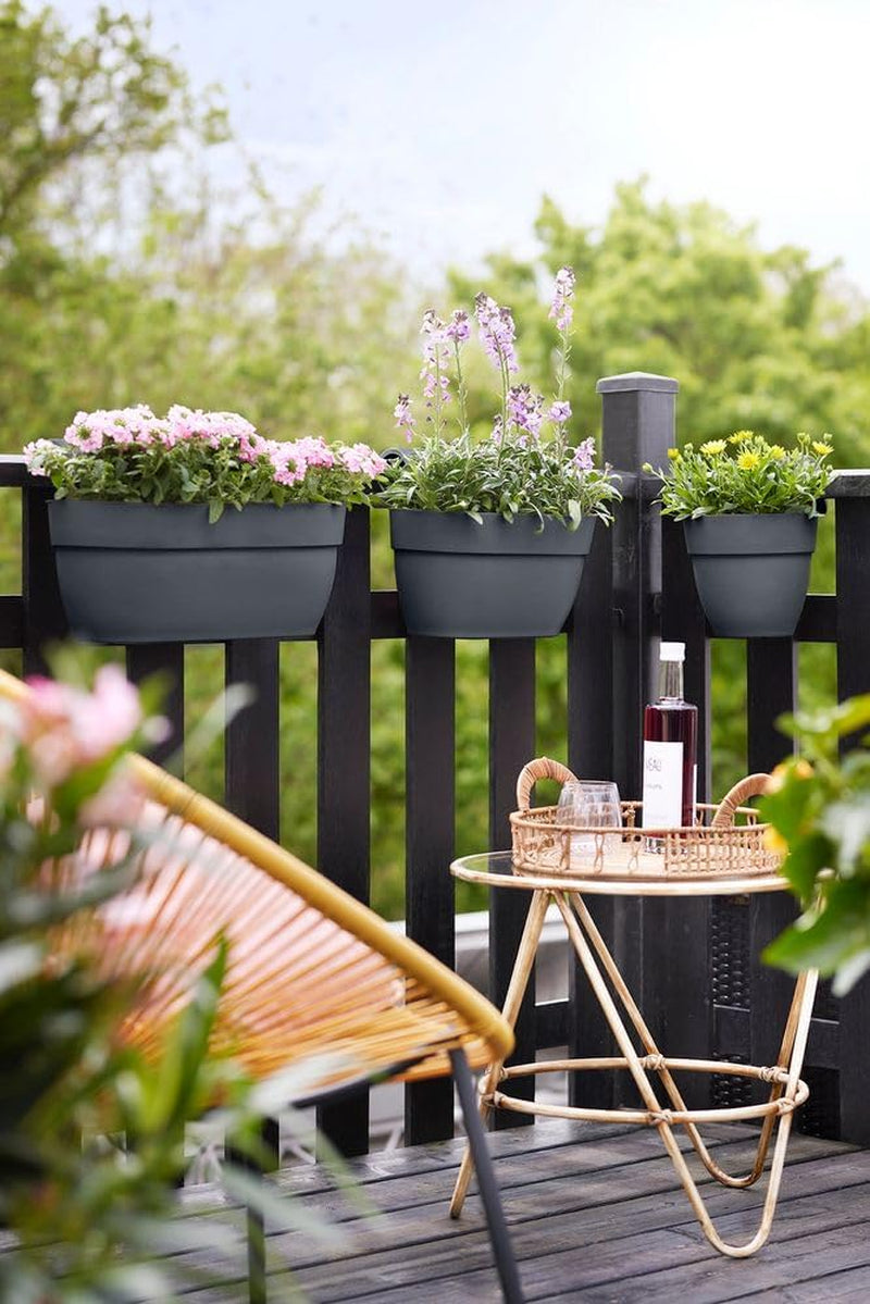 elho Vibia Campana Easy Hanger M 36 - Pot pour balcon et extérieur - Ø 36,0 x H 26,5 cm - Noir/Anthracite