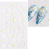 JMEOWIO Autocollants de manucure 3D en forme de fleurs pour nail art