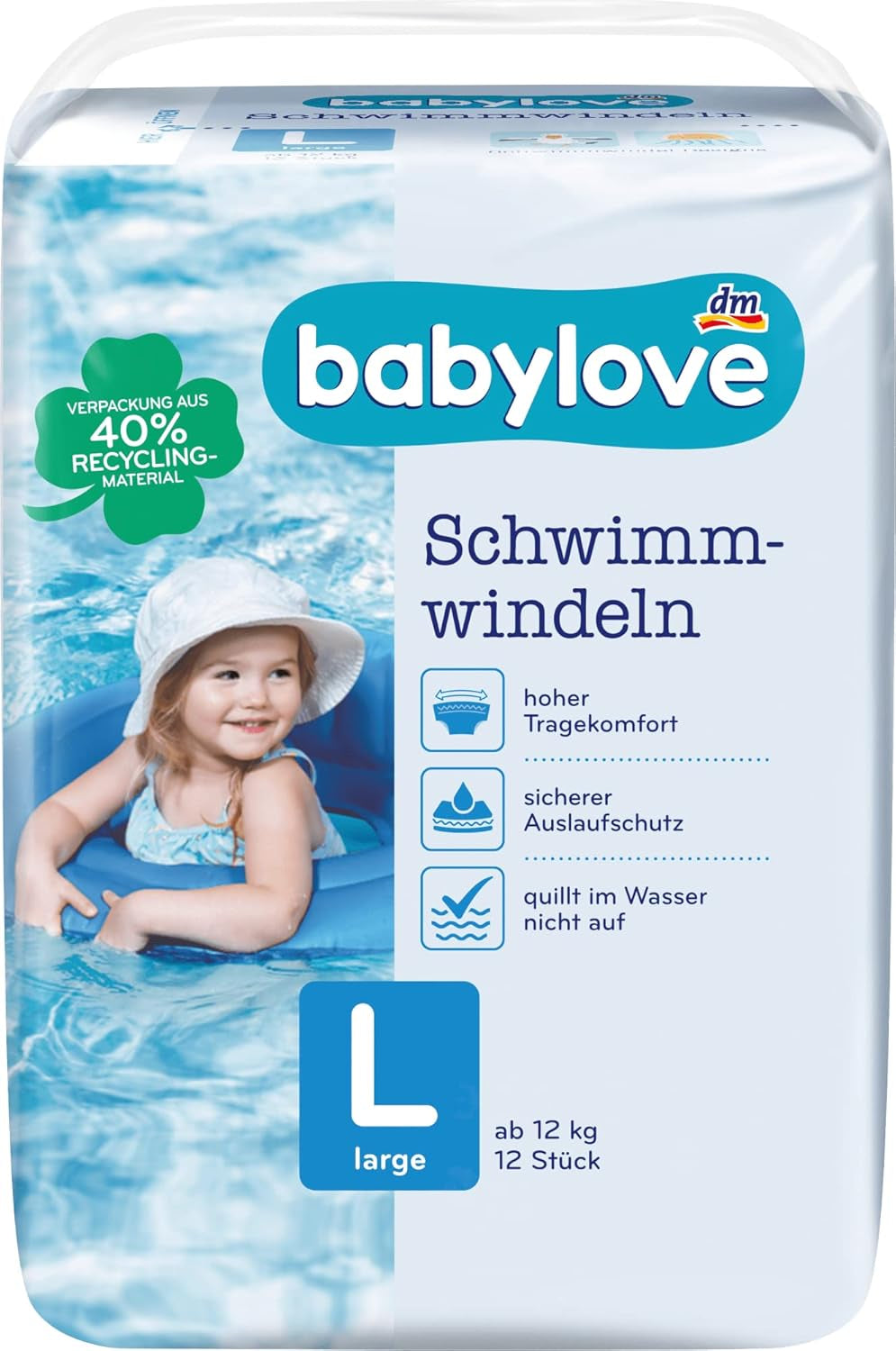 Couches de bain taille L (10 - 14 kg), paquet de 12