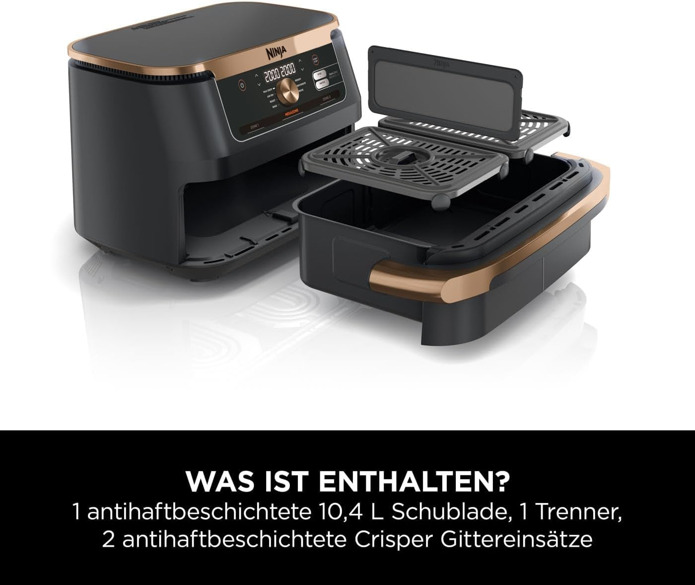 Friteuse à air double zone Ninja Foodi Flexdrawer, appareils électroménagers AF500EUCP Naty Shop