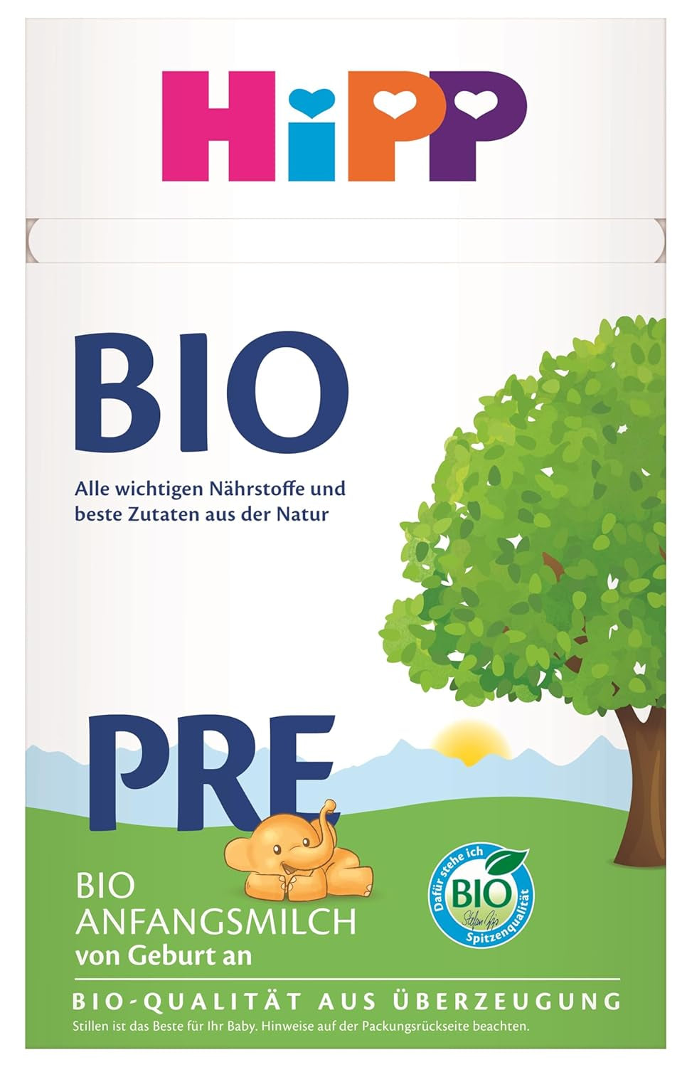 Le lait infantile bio HiPP PRE (4 x 600g), dès la naissance, ne contient que du lactose comme glucide, de la meilleure qualité biologique