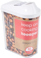 boîte verseuse keeeper pour fournitures sèches, couvercle doseur réglable en continu, plastique, 500 ml, 8 x 4,5 x 15 cm, Paola, blanc Boîtes de conservation des aliments Naty Shop 500 Ml