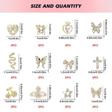 24 pièces Nagel-Charms, Y2K-Legierung, Nail Art, Strass-Charms, 3D-Herz, Schleife, Schmetterling, Charm Mit Strasssteinen, Kirsch-Nagel-Edelsteinen, Glänzender Schmuck