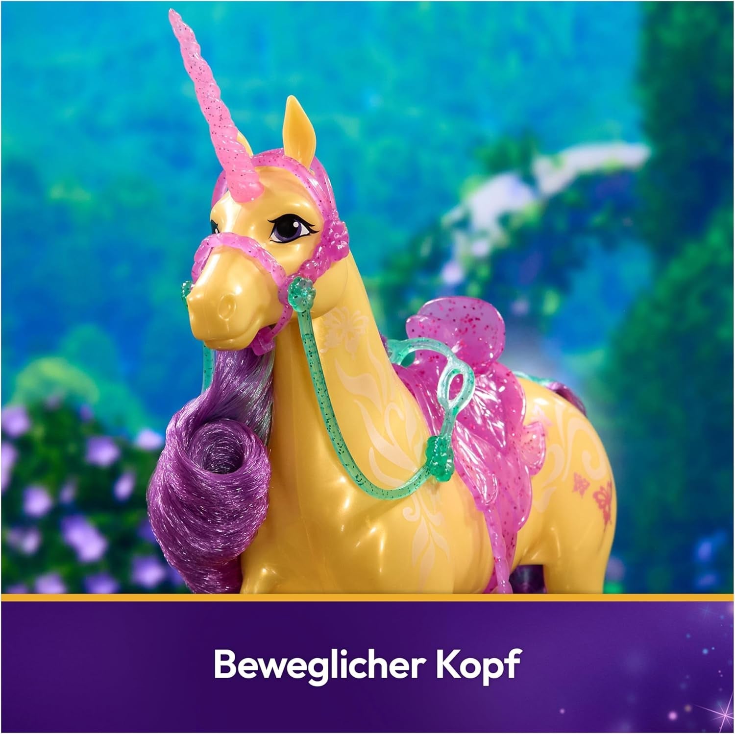 Unicorn Leaf Unicorn Academy - Licorne Ava originale de 28 cm de haut de la série Netflix avec une vraie crinière et une vraie queue, une bride, une selle et une brosse amovibles, pour les enfants à partir de 4 ans
