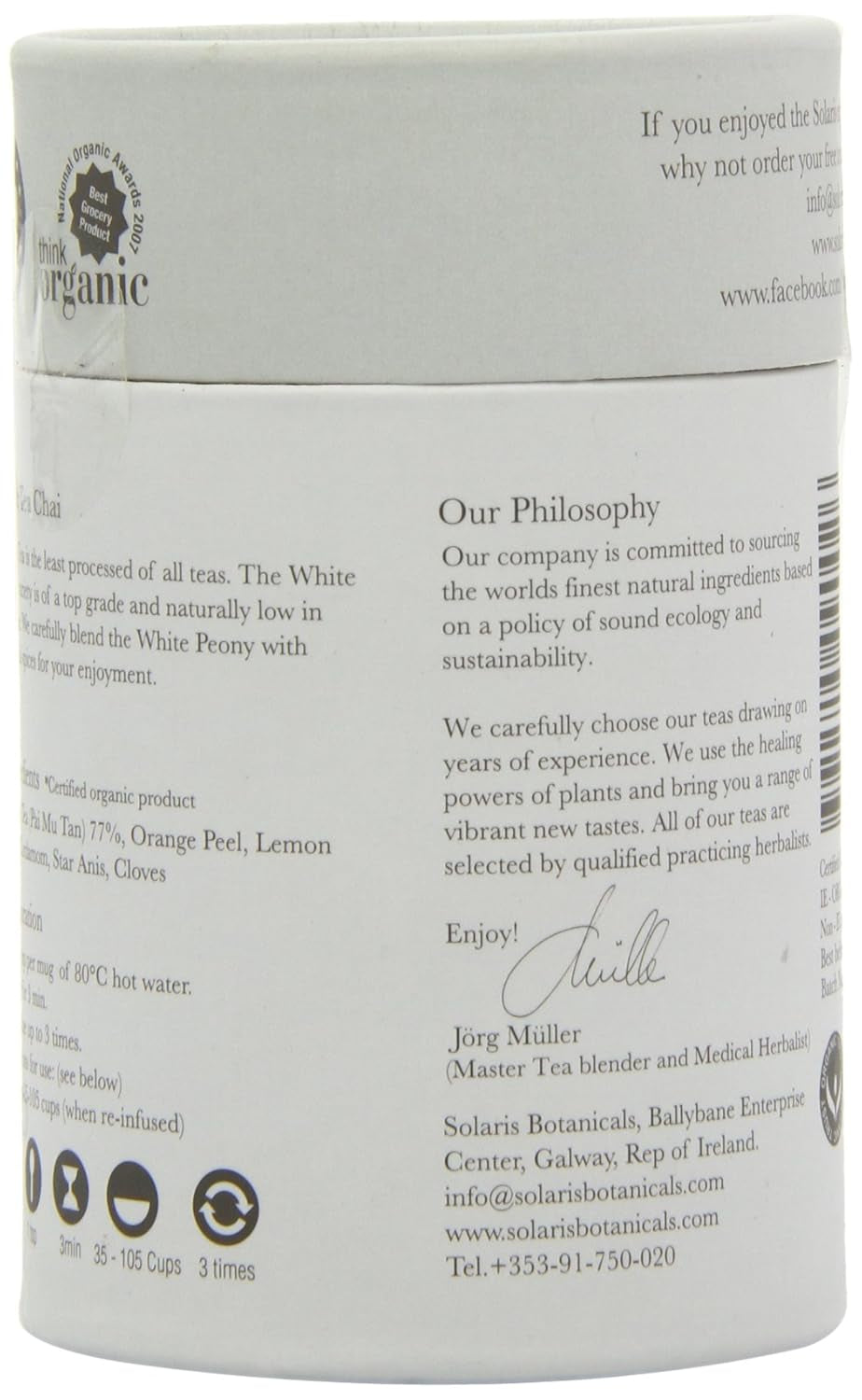 Solaris Thé bio Thé blanc Chai 25 g