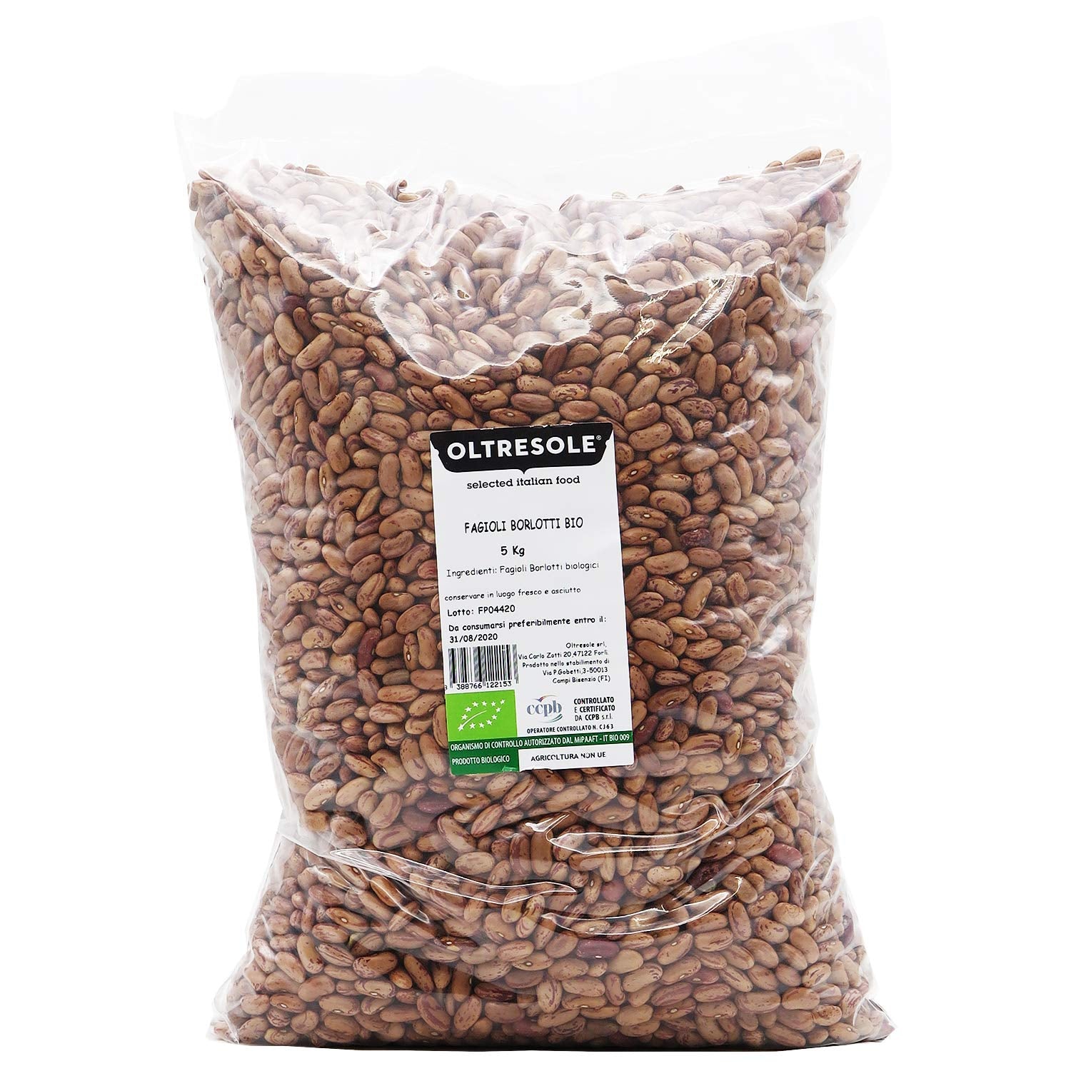 , Haricots borlotti biologiques 5 kg, légumineuses séchées biologiques issues de culture contrôlée, Céréales Naty Shop Default Title