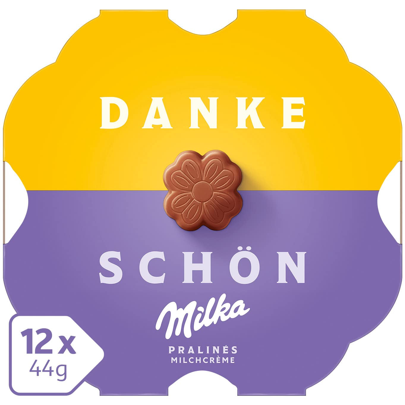 Milka Little Thank You Chocolates 12 x 44 g, chocolats à la crème de lait fine enrobés de chocolat au lait alpin (paquet de 5)