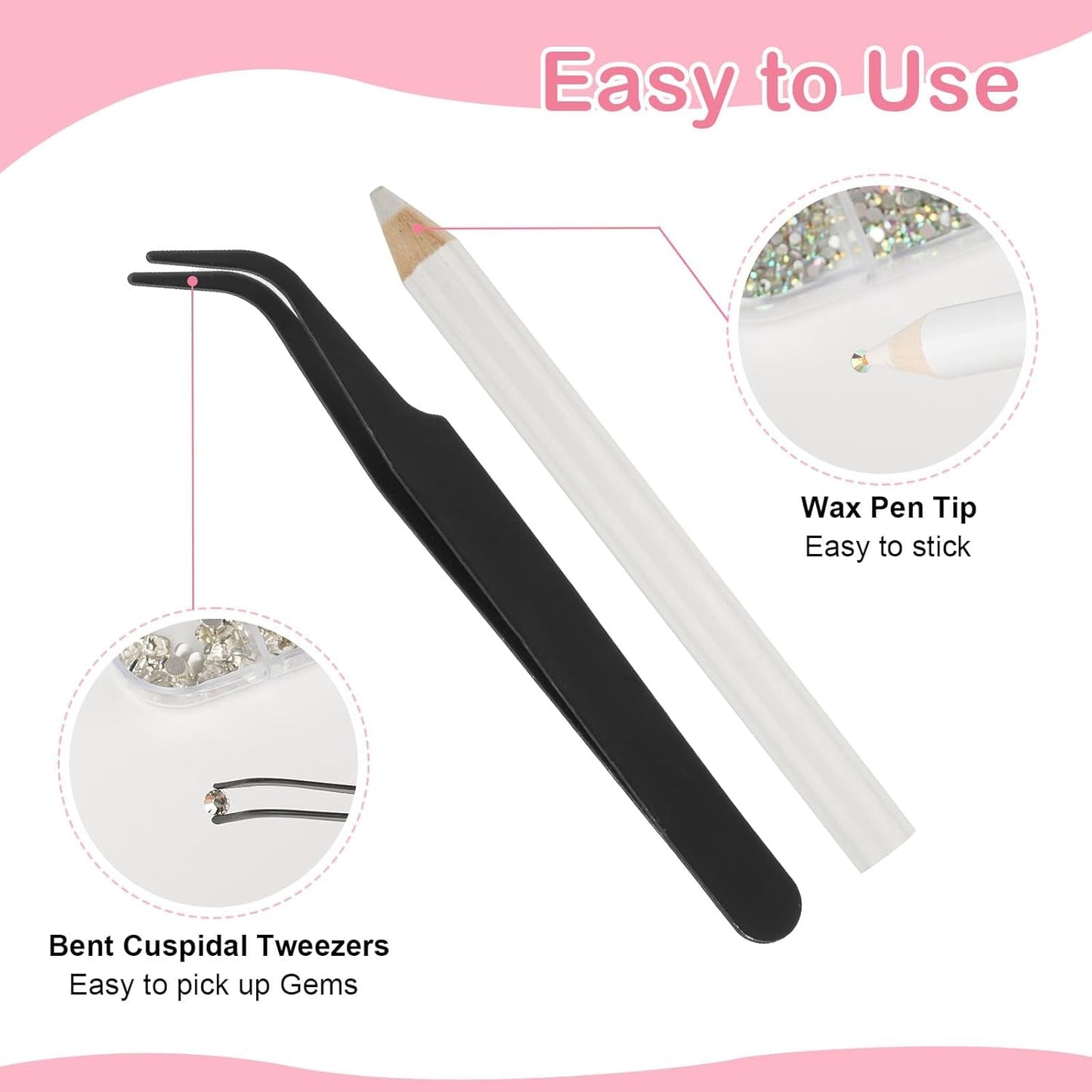 5820 Stück Strasssteine ​​​​Nägel, Glitzersteine ​​​​Nägel Und Halbrunde Perlen, AB Kristall Strass, Flatback Nagel Steine ​​​​Mit Pinzette Und Stift Für Nagel/Diy (Plus de tailles et de couleurs)