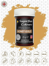 Colorant alimentaire pour pâtes Sugarflair, couleur pastel Miel Or, colorant alimentaire pour pâtes fondant et pâte d'amande, Couleurs concentrées spectrales - 25 g