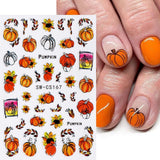 Autocollants pour ongles d'automne 3D, feuilles de citrouille, lignes géométriques, fleurs, autocollants pour ongles, Design du jour de Thanksgiving, autocollants pour ongles d'automne, accessoires pour ongles, Nail Art