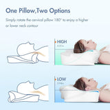 Elegear Oreiller en Mousse à Mémoire de Forme avec Housse de Coussin Rafraîchissante Oreiller pour Douleurs Cervicales Oreiller pour Dormeur Latéral Oreiller Ergonomique Oreiller Orthopédique pour Dormeur Latéral Dos Abdominal 63X 10/14 X36Cm Oreillers Orthopédiques Cervicaux Naty Shop