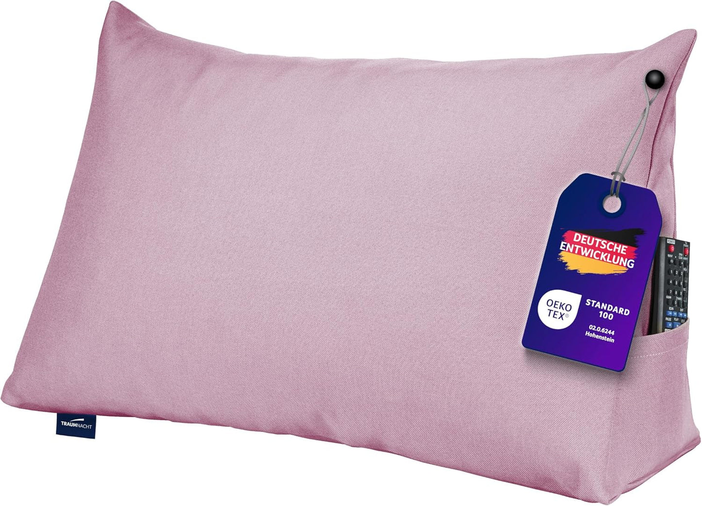 Coussin de lecture Traumnacht Cosy Back Cushion, 70 x 40 cm, gris foncé, housse amovible et lavable en 100 % polyester, poche latérale pratique, certifié Oeko-Tex, produit selon les normes de qualité allemandes.