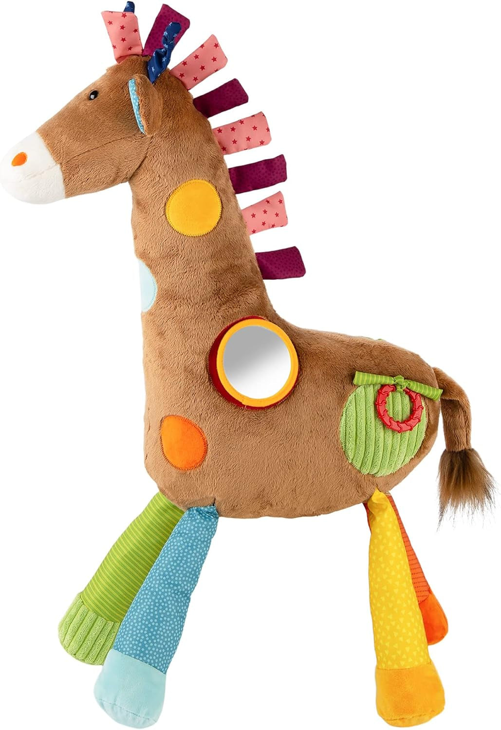 SIGIKID 42863 Jouet Bébé Girafe XXL, Jouet Éducatif PlayQ, Peluche avec Anneau de Dentition, Hochet, Miroir, Couinant, pour Bébés et Enfants à partir de 3 Mois, Multicolore/Girafe 72cm Jouets Bebe Naty Shop
