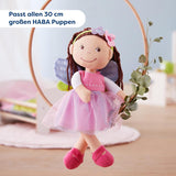 HABA Vêtements de poupée fée magique - Ensemble 2 pièces pour poupées de 18 mois et plus (30 cm) - Robe en tulle avec ailes, bandeau fleuri inclus - 1306243001