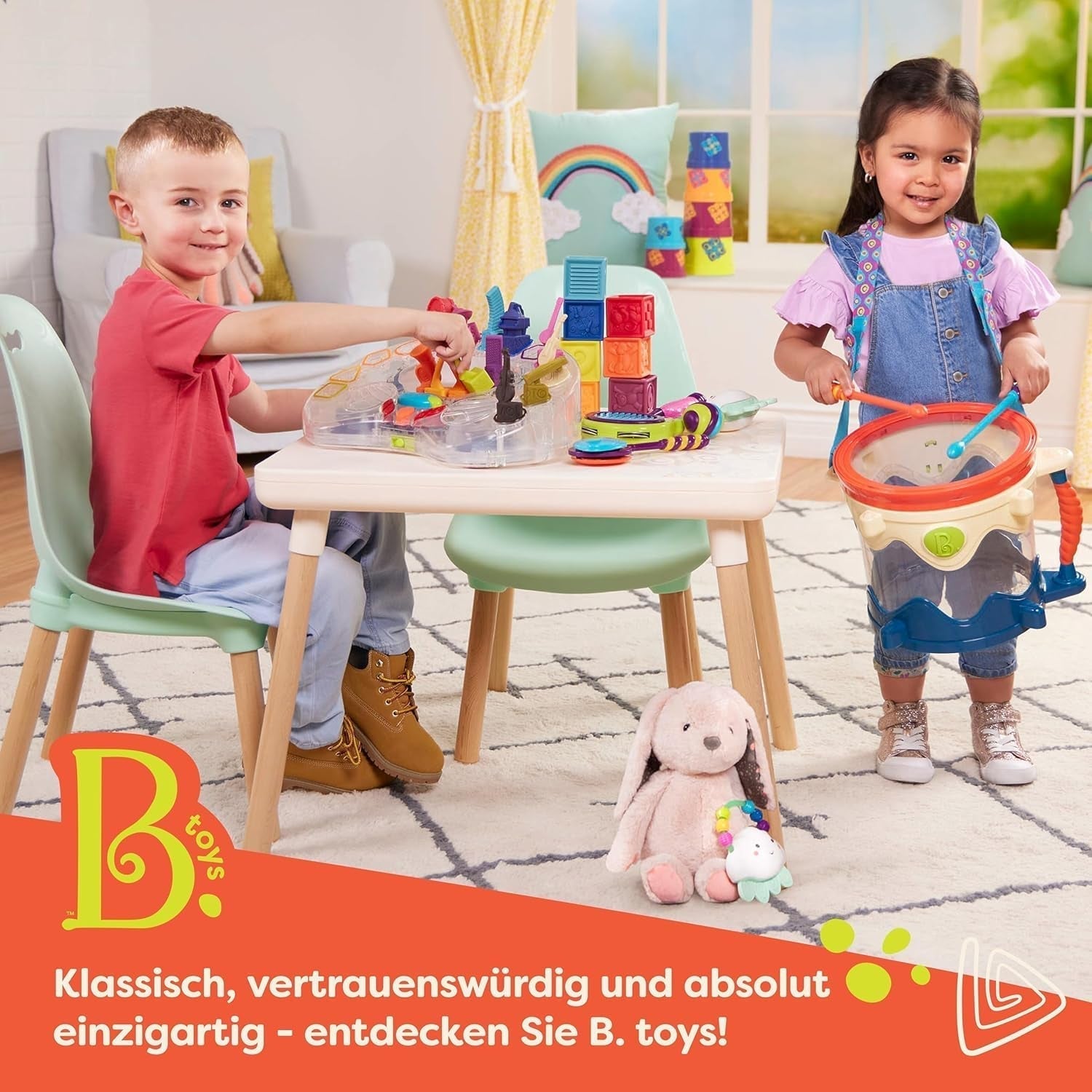 B.toys - Jouet enfant pour chaise haute - Jouet ventouse avec musique, lumières, sons - Jouet sensoriel - Jouet d'activité motrice pour enfant - à partir de 6 mois - Whirly Pop Baby Toys Naty Shop