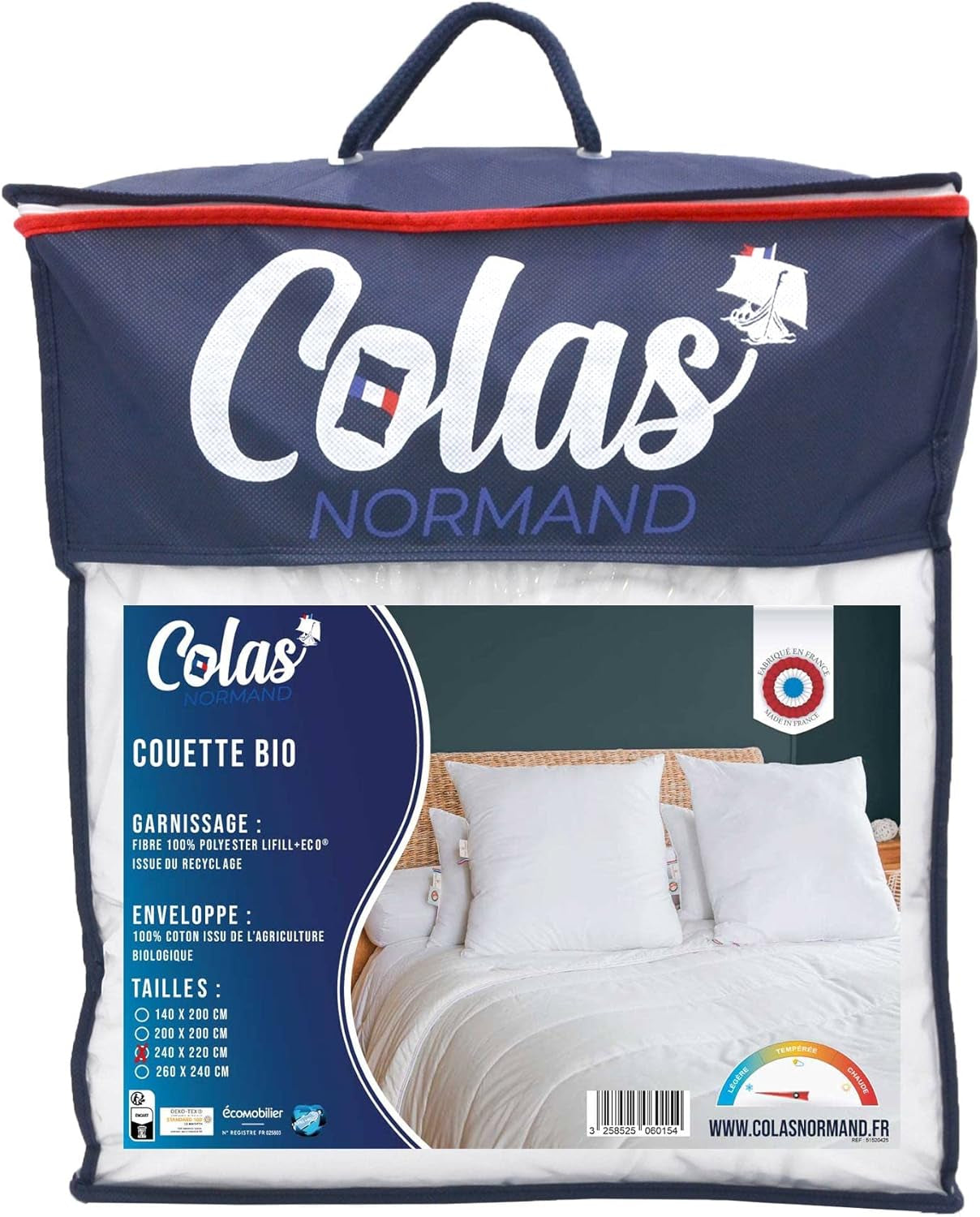 COLAS NORMAND | Couette légère, 240 X 220 cm, coton biologique, garnissage recyclé Couettes et quilts Naty Shop Titre par défaut