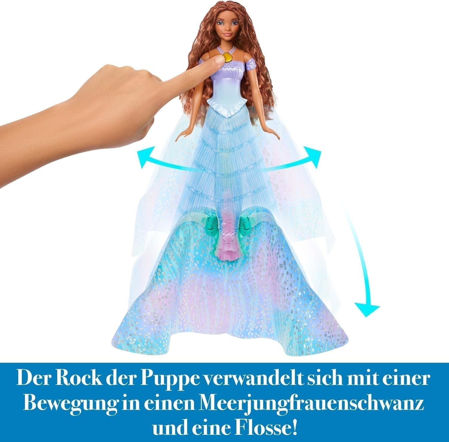 Mattel Disney Princess Ariel Doll, inspirée du film La Petite Sirène, Transformation : Jouet Sirène-Homme, Mobile, Cadeaux Disney, Jouets de 3 ans, HLX13 Naty Shop Dolls