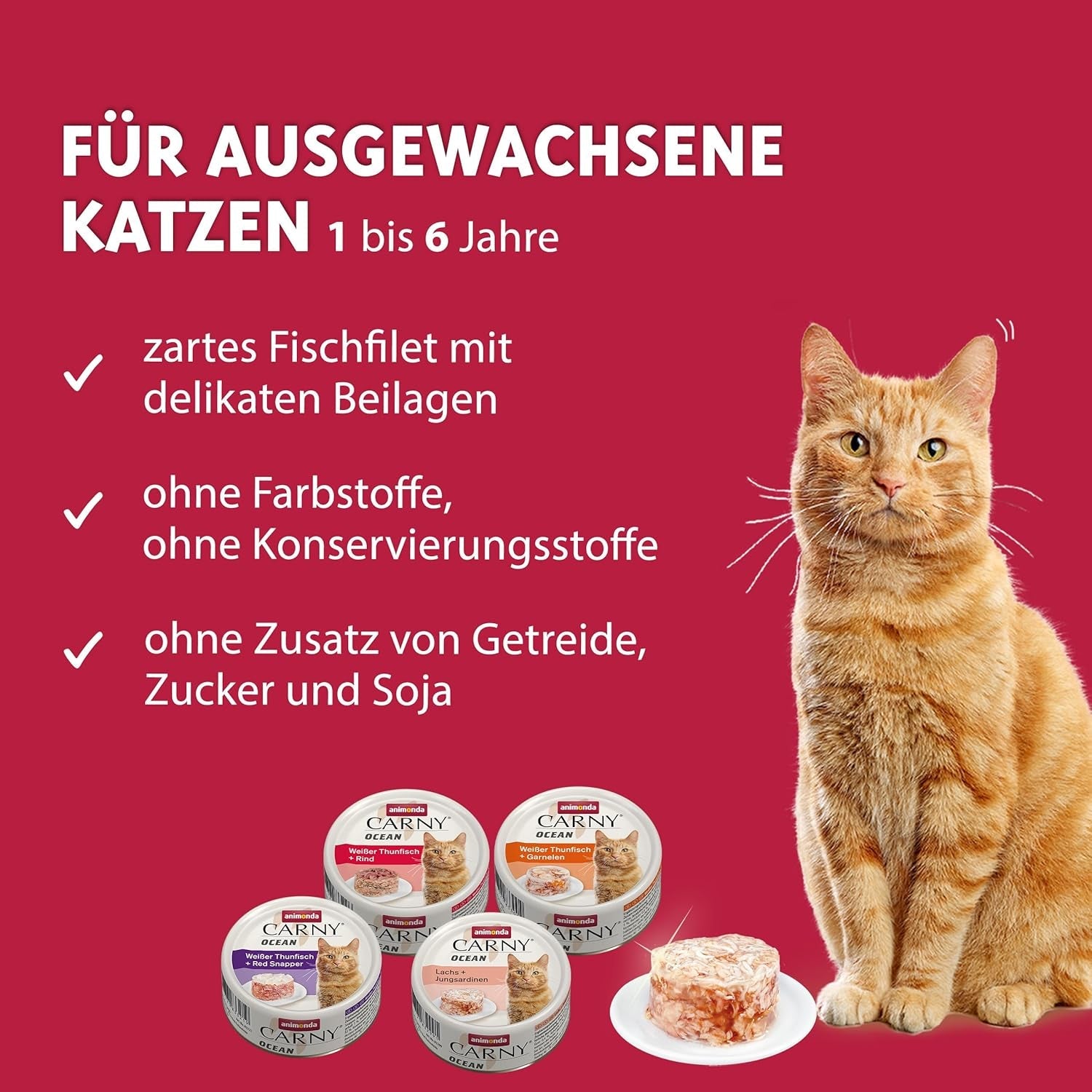 animonda Carny Adult Ocean Marine Variety No. 1 (12 x 80 g), nourriture humide pour chat adulte, nourriture humide aux filets de poisson tendres, nourriture pour chat sans céréales et sans sucre