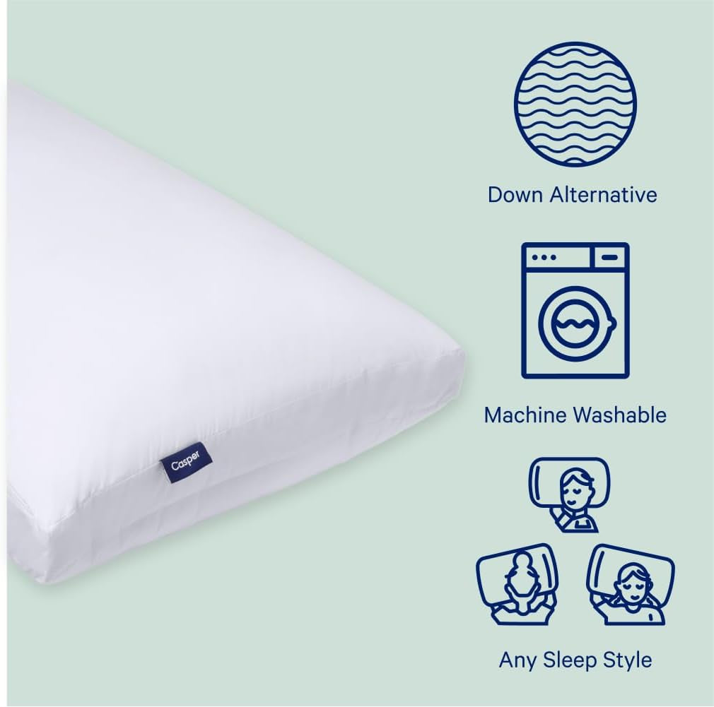 Oreiller de couchage standard Casper blanc 1 pièce (1 paquet) Naty Shop Oreillers standard