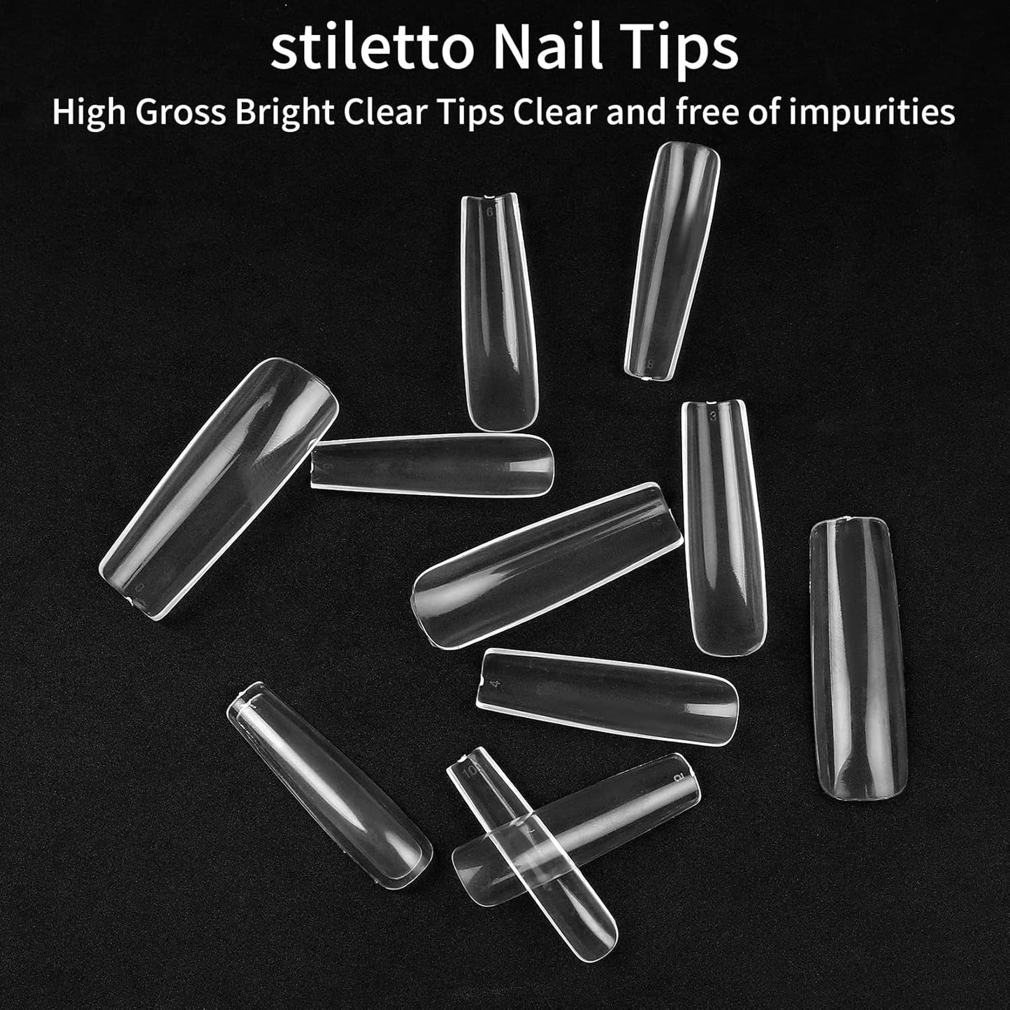 240pcs ongles artificiels clairs, faux ongles, ongles longs à couverture complète, pointes d'ongles ballerine, pointes d'ongles français à couverture complète pour manucure