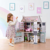 Olivia'S Little World Dreamland Farmhouse Maison de poupée interactive en bois pour enfants 3 étages avec 13 accessoires de meubles de poupée Blanc TD-13632A Maisons de poupées Naty Shop