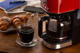 Ariete Moderna 1396 Machine à expresso à filtre pour préparer du café américain jusqu'à 15 tasses Carafe en verre Plaque chauffante Écran LCD Filtres amovibles et lavables Blanc