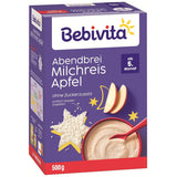 Riz au lait aux pommes et bouillie du soir (4x500g), bouillie de lait à partir de 5 mois, avec minéraux et vitamines précieux, sans sucre ajouté, très nourrissant