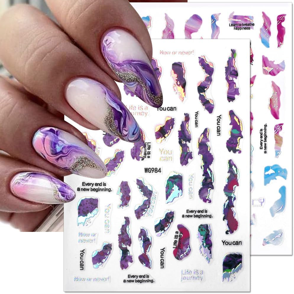 6 couleurs d'autocollants pour ongles en marbre, poudre bronzante argentée, autocollants pour ongles en marbre Bloom, autocollants pour ongles en marbre 3D, accessoires de conception, autocollants pour nail art, ensemble d'autocollants pour ongles