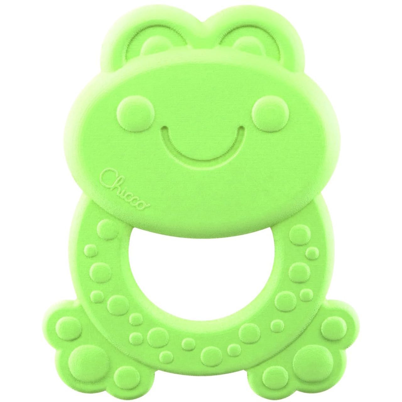 Chicco ECO+ Anneau de dentition Grenouille, Anneau de dentition pour nouveau-nés avec pointes, En bioplastique souple, Jouet de dentition pour nouveau-nés et enfants de 3 à 18 mois