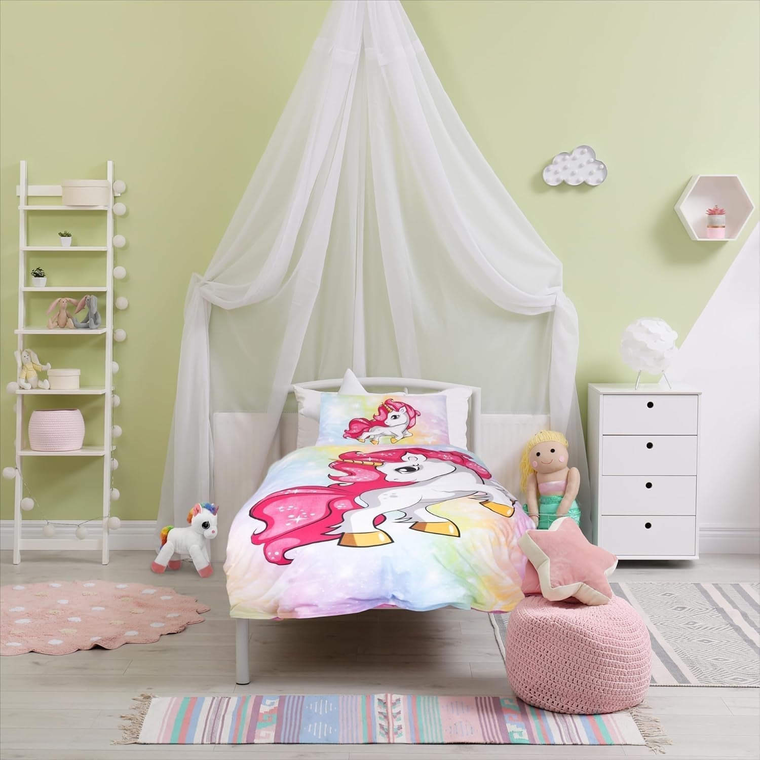 Linge de lit fille, Licorne, 100 x 135 cm et 40 x 60 cm, en coton Linge de lit - enfant Naty Shop