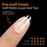 Modelones Nail Tips 216 pièces – Ensemble de pointes d'ongles à couverture complète, ensemble de pointes en gel souple, pointes d'ongles en résine PMMA pré-polissage, colle DIY sur ongles artificiels Nail Art, amandes courtes XS