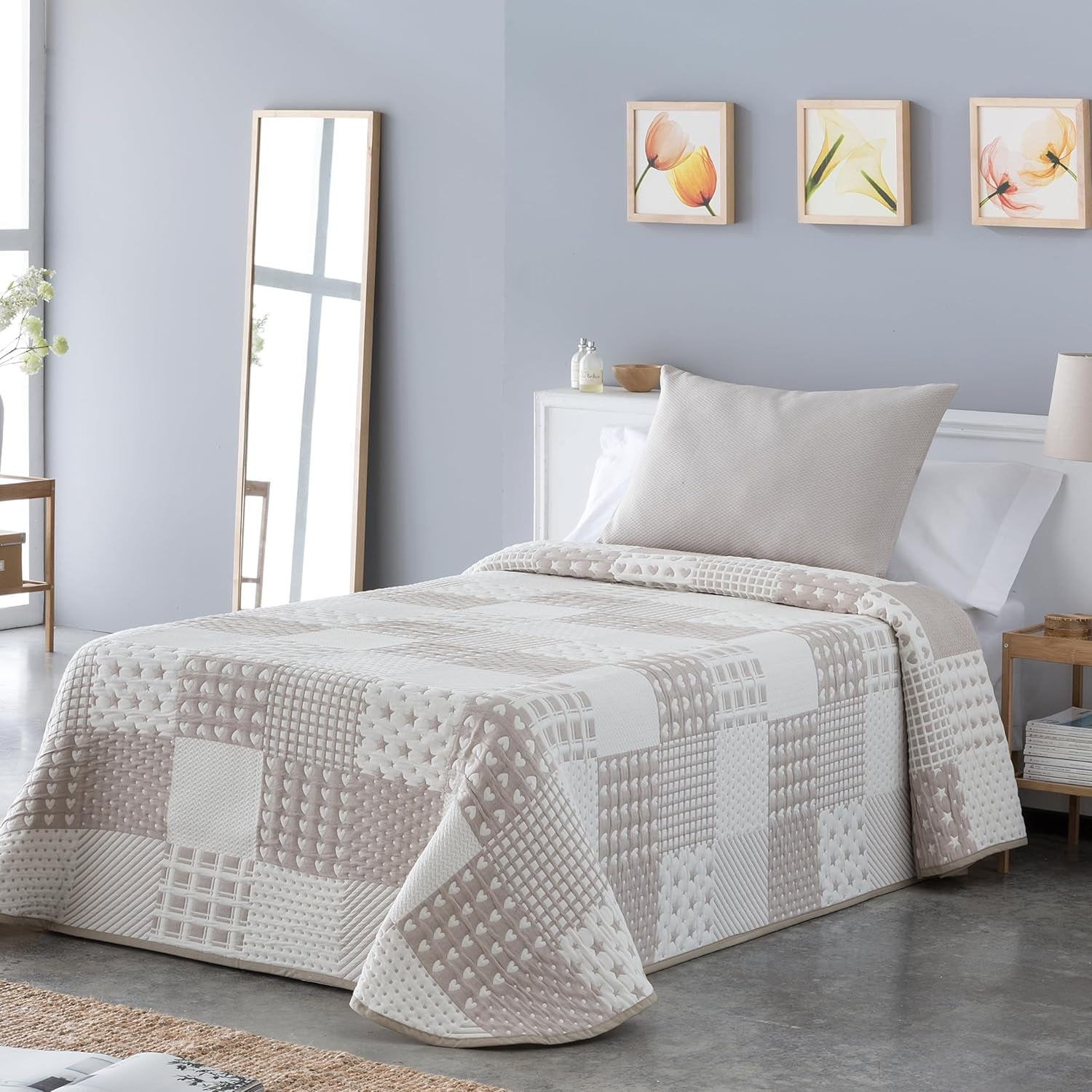 VIALMAN Colcha Bouti Ligera couvre-lit Sofia 21, coton polyester, beige, Cama 150 : 250 X 270 Cm Lits et Couvertures Besuche den VIALMAN-Store Beige Cama 150 : 250 X 270 Cm