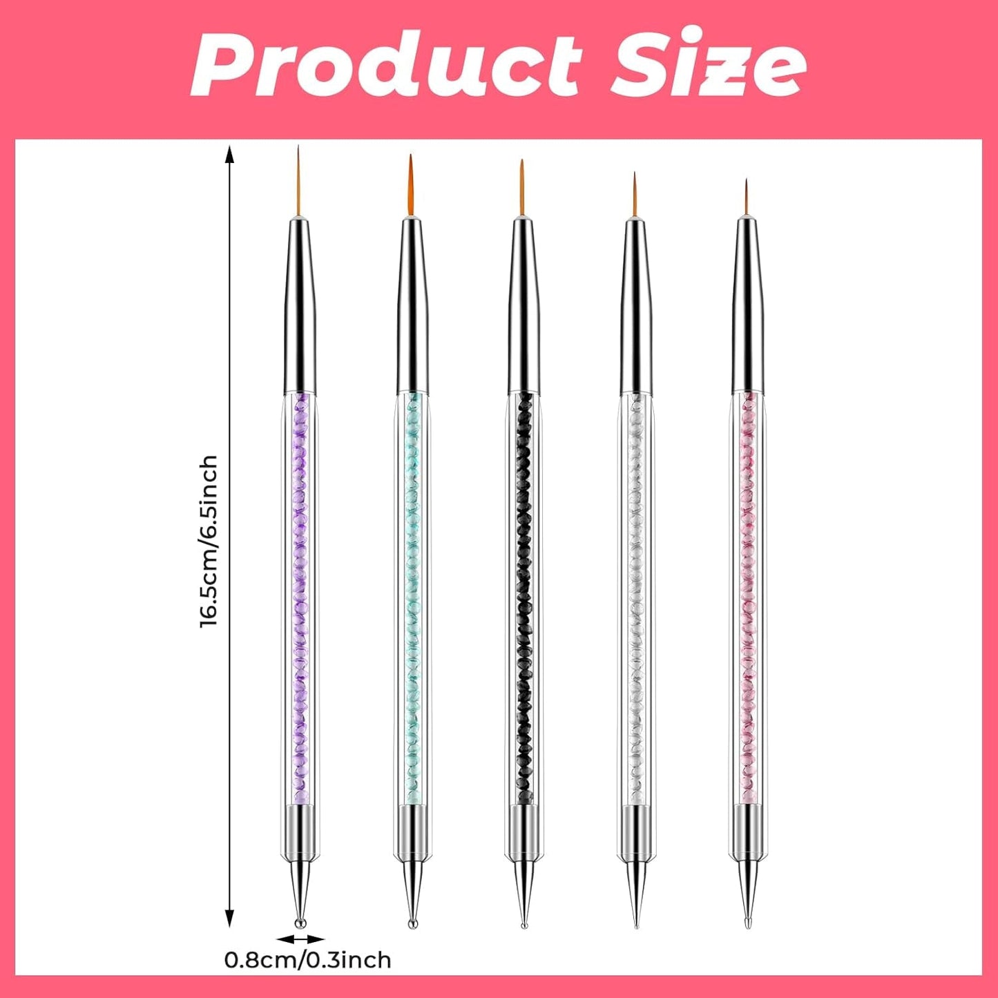 5 pièces Nail Art Pinsel Set Dotting Tool Nailart Pinsel Nageldesign Double End Dotting Pen Strass Professional Acryl Feinmalerei Nail Art Design