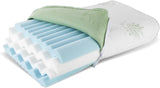 Oreiller de soutien cervical en visco Maximex, Oreiller de soutien respirant avec rembourrage en mousse ergonomique, Oreiller de soutien cervical réglable en hauteur et en hauteur pour un sommeil réparateur, Avec aloe vera Oreillers standards Naty Shop