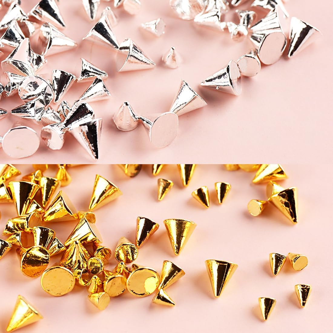 Mini Metall Nieten Punk Nail Charms Gold Silver Strasssteine ​​​​Nägel Charm Kegel Spikes Nagelschmuck Glitzersteine ​​​​Nail Art Studs Nagel Steine ​​​​Legierung Nagelanhänger Strass Nageldesign Zubehör