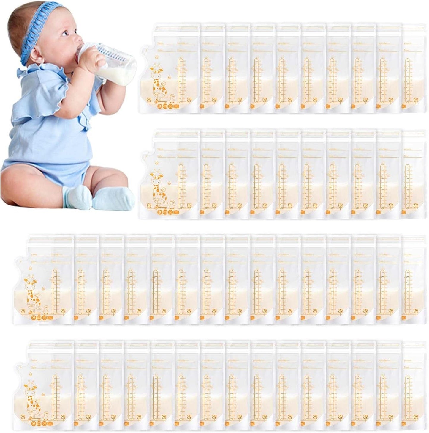 Vinabo 50 Stück Muttermilchbeutel, 250Ml sans BPA Muttermilchbeutel Sachet, Milchbeutel Für Muttermilch Mit Ausgießer Für Das Stillen, Selbststehender, Kann Eingefroren Werden, Vorsterilisiert Accessoires Alimentation et Allaitement Baby Naty Shop