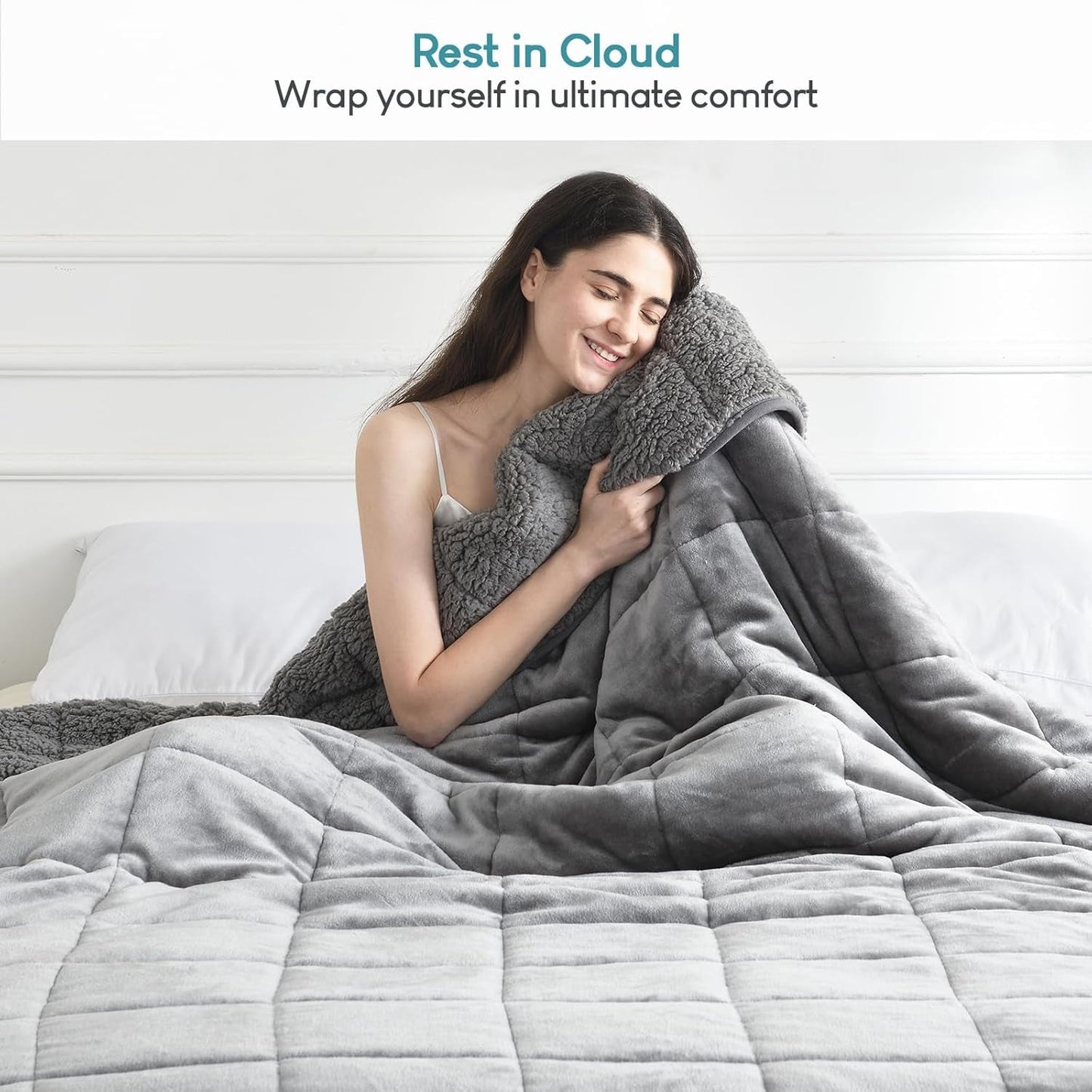 Couverture lestée Cottonblue 6,8 kg Couverture lestée Sherpa en flanelle à poils longs Queen Size pour adultes Couvertures lestées confortables pour calmer et détendre Couettes lourdes 152,4 x 203,2 Naty Shop Quilts & Quilts
