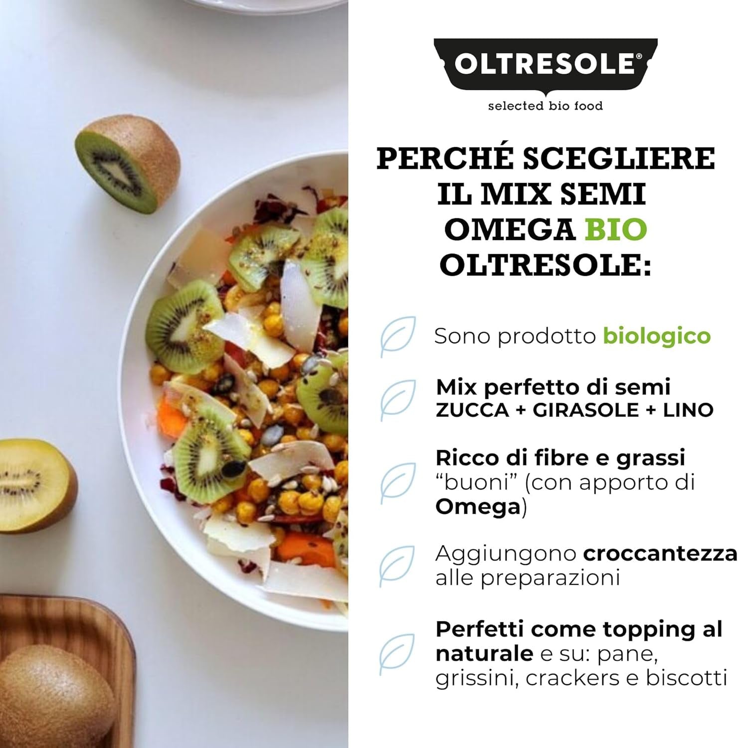 Mélange de graines Omega Bio 3 kg (mélange de graines de courge, de tournesol et de lin), un mélange de 3 graines oléagineuses brutes entières, riches en protéines, fibres et acides gras oméga-3