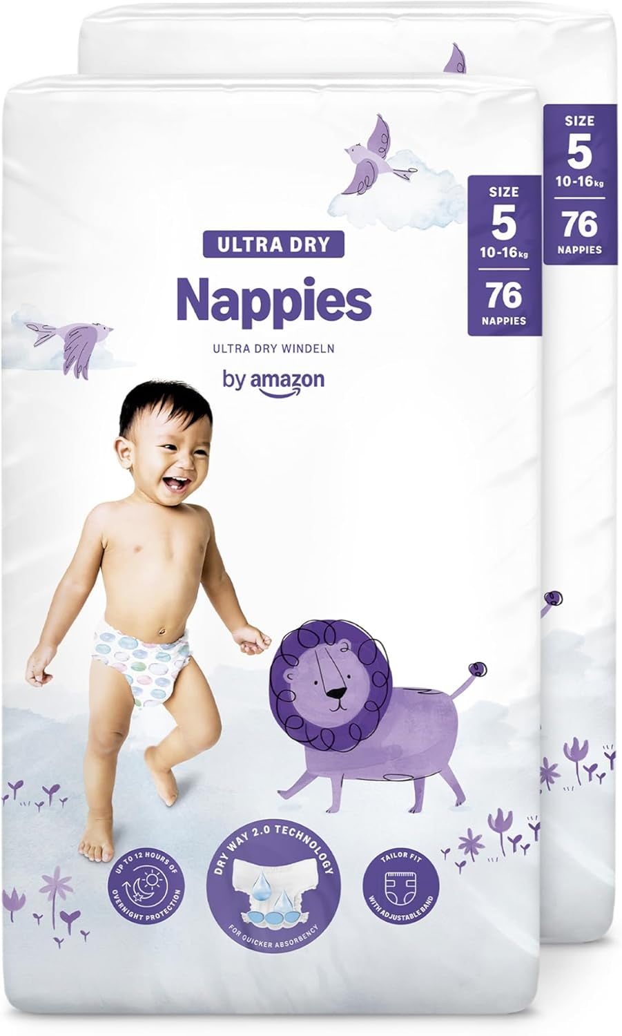 Couches Amazon Ultra Dry, taille 3 (4-9 kg) – Boîte mensuelle, blanche, 172 unités (2 paquets de 86) (anciennement Mama Bear, produit identique)