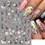Autocollants pour ongles fleur de prunier, autocollants pour ongles fleur rose blanche, autocollants pour ongles fleur en relief, autocollants pour ongles fleur printemps été, dessins d'ongles, accessoires pour ongles, art des ongles