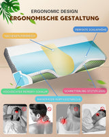 Oreiller orthopédique ergonomique pour douleurs cervicales, oreiller en mousse à mémoire de forme abdominale, oreiller anti-ronflement pour hommes et femmes (62 x 34,5 x 12/8 cm) Oreillers orthopédiques cervicaux Naty Shop