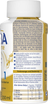 BEBA Nestlé BEBA SUPREME 1 Lait infantile : biberons prêts à boire avec Oméga 3, pack de 4 (1 x 200 ml)