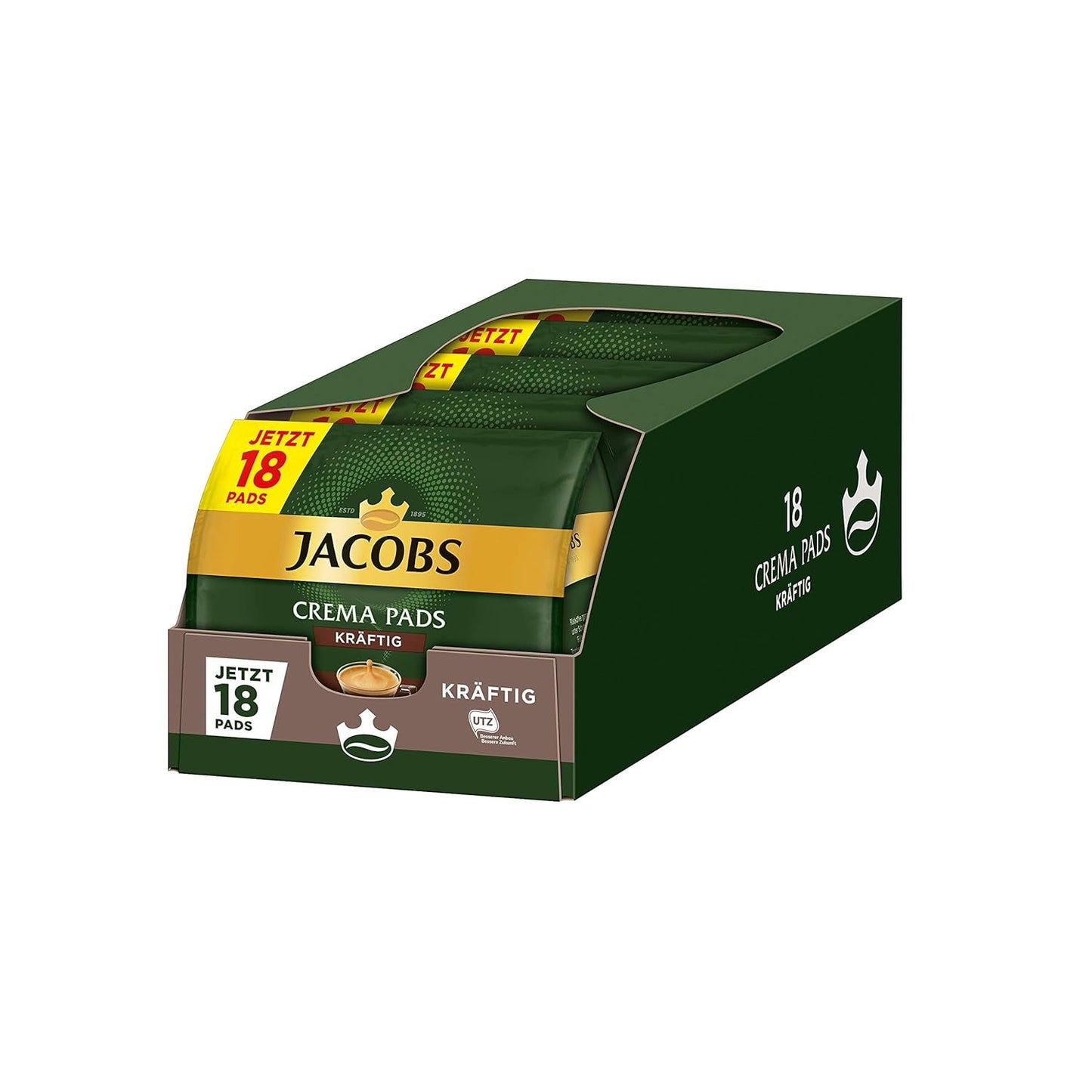 Kräftig Cream Pads, 90 Kaffeepads compatibles Senseo UTZ-zertifiziert, 5er Pack, 5 x 18 Getränke & Cream Pads, 90 Kaffeepads compatibles Senseo UTZ-zertifiziert, 5er Pack, 5 x 18 Getränke