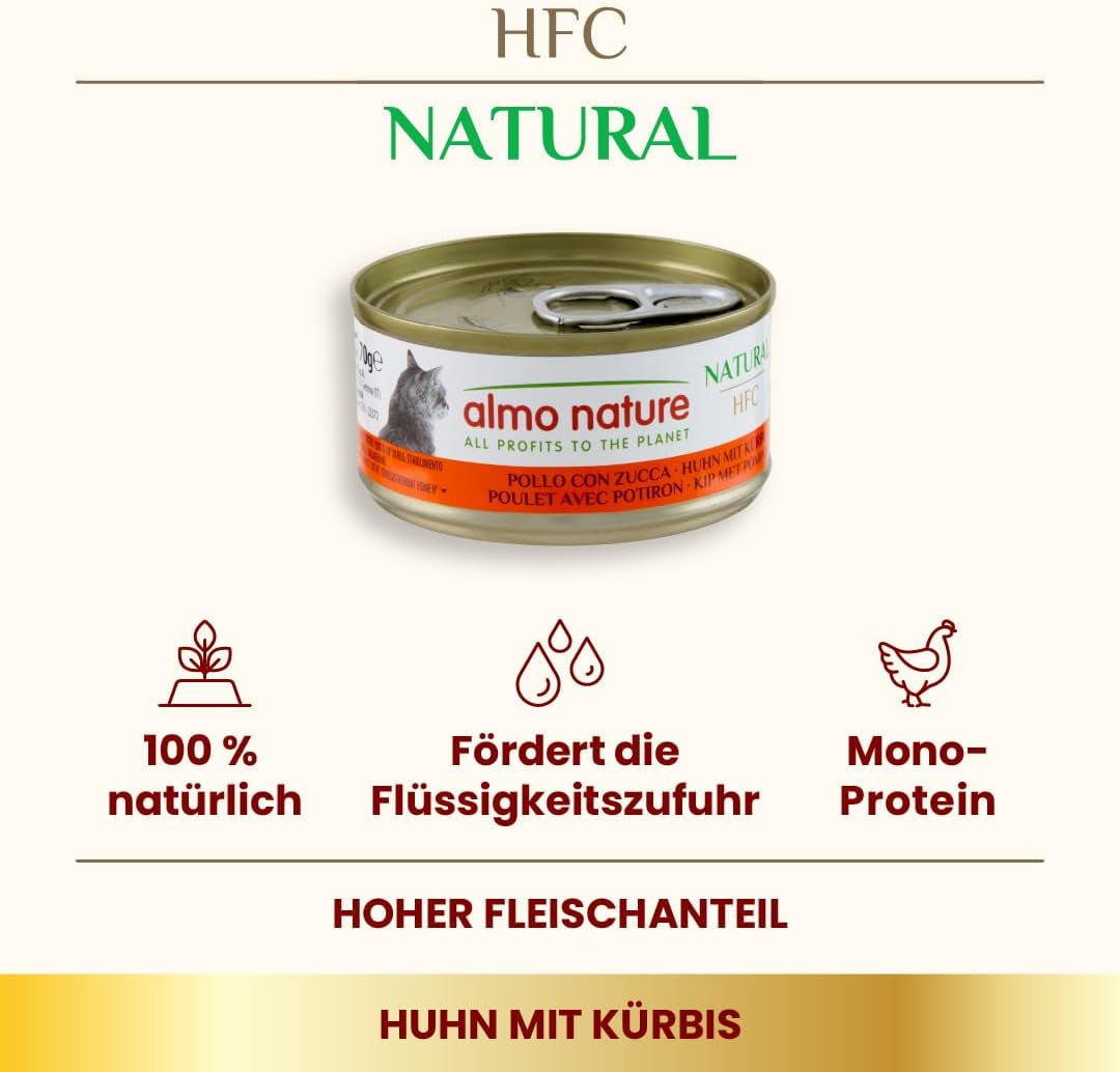 Almo Nature HFC Nourriture humide naturelle pour chat - Recettes assorties au poulet - 6 x 70g