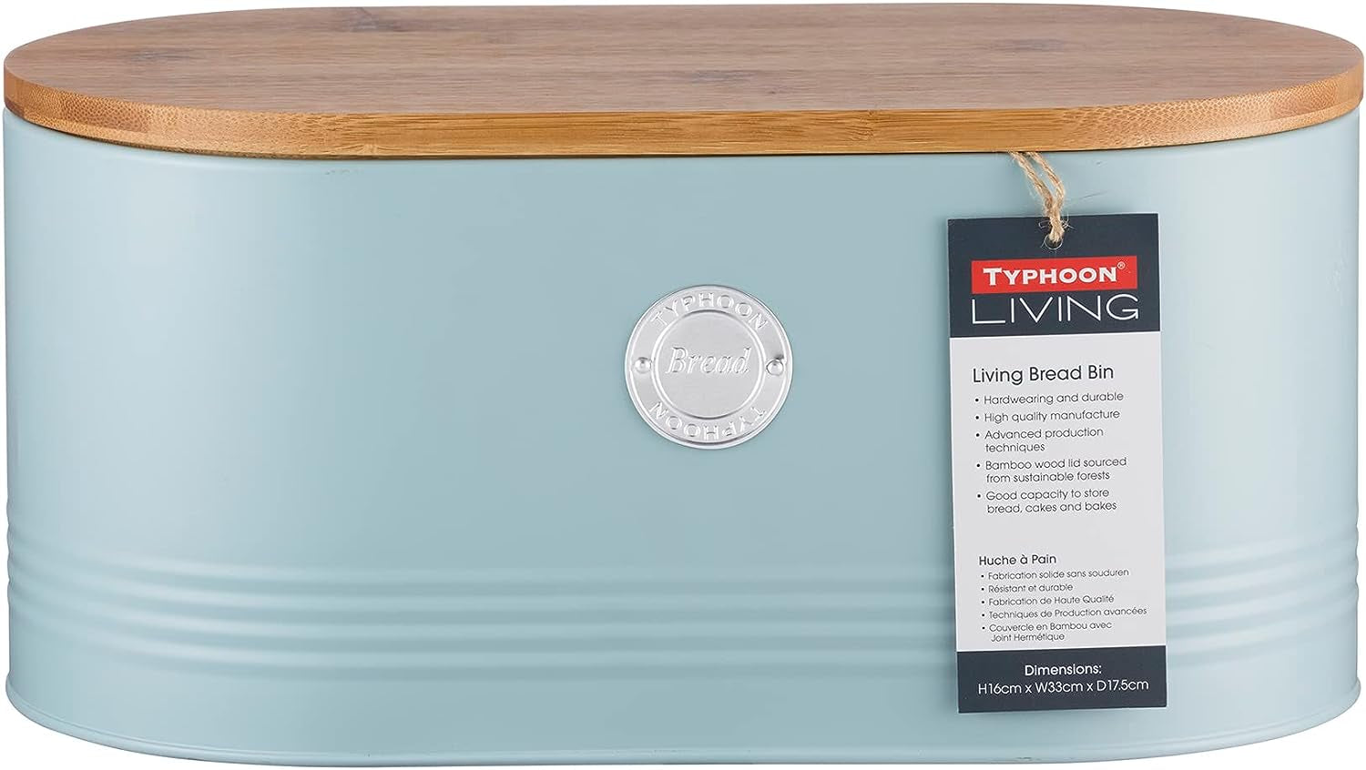 , Corbeille à pain inox crème "Living" avec couvercle en bambou, crème Boîtes de conservation Naty Shop Light Blue Bread