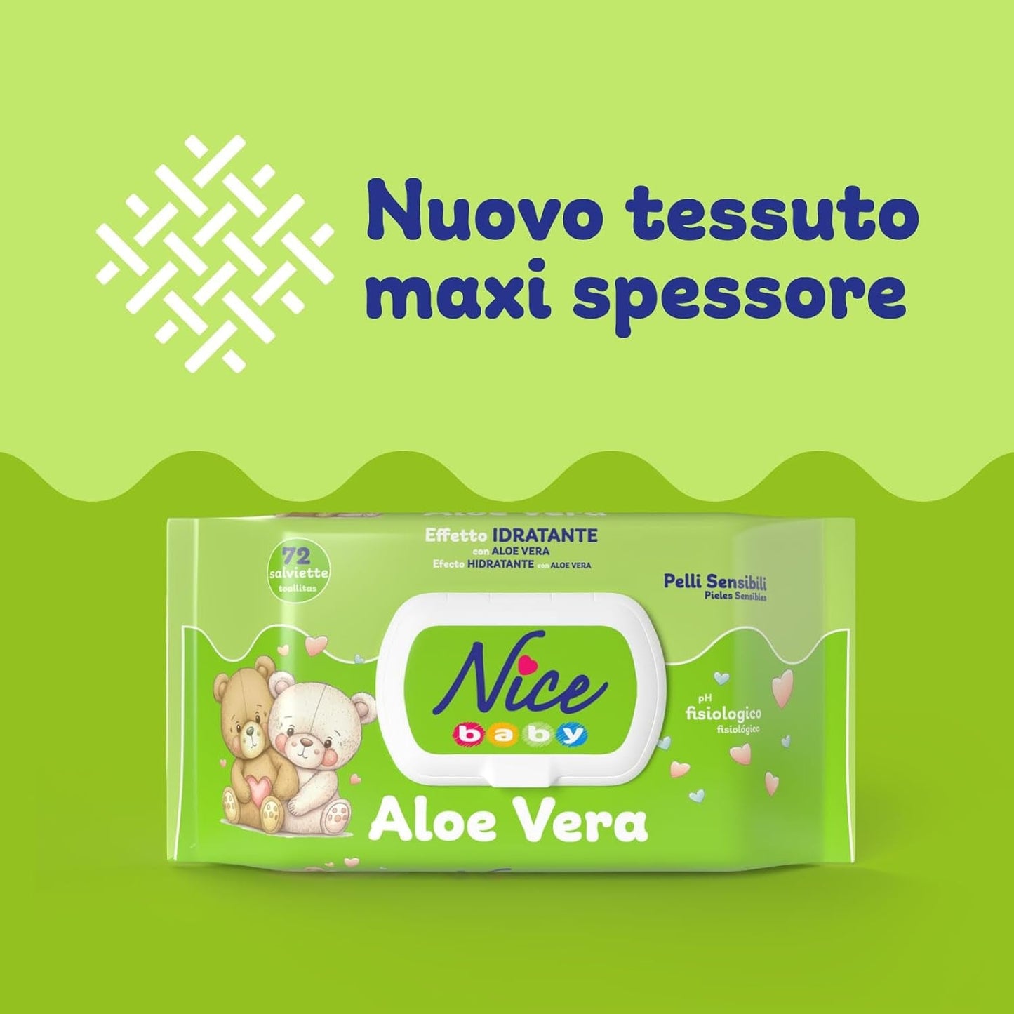 Lingettes nettoyantes pour enfants et bébés - à l'aloe vera et à l'huile d'argan - testées dermatologiquement - pH physiologique - format maxi : paquet de 72 lingettes - Nice